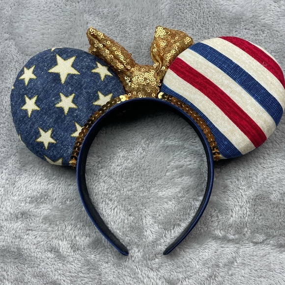 Disney American Flag Sequin Custom Made Minnie Ears Headband Adult Size - Picture 4 of 6